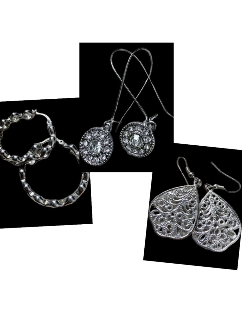 Silver-Tone Women's Earring Set - 3 Pairs